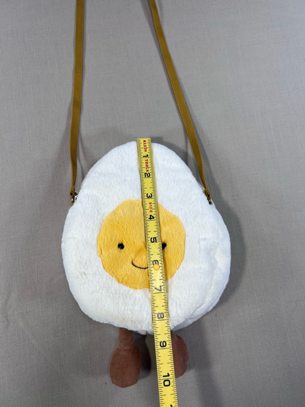 Jellycat Amuseable Happy Boiled Egg Crossbody Bag Plush White Yellow London - Picture 5 of 13
